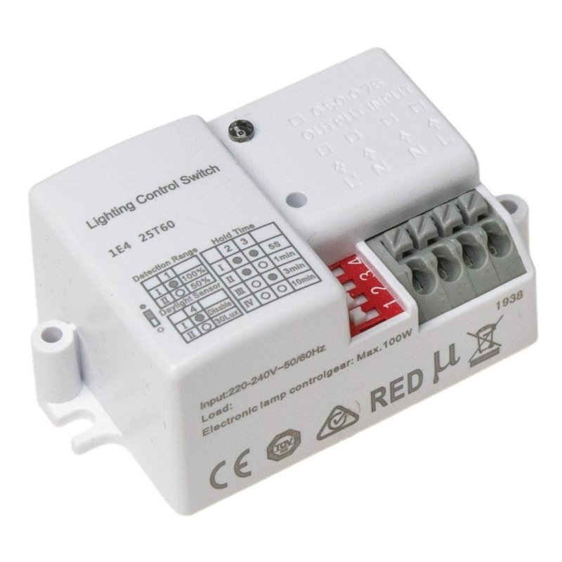 Mikrofalowy czujnik zmierzchowo ruchowy LED, stopień ochrony IP20