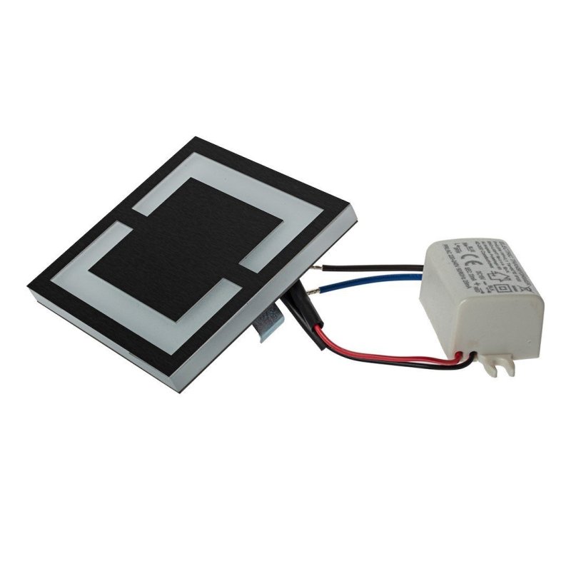 Lampa schodowa LED QUADRO, kolor czarny, do korytarza, moc 0,6W