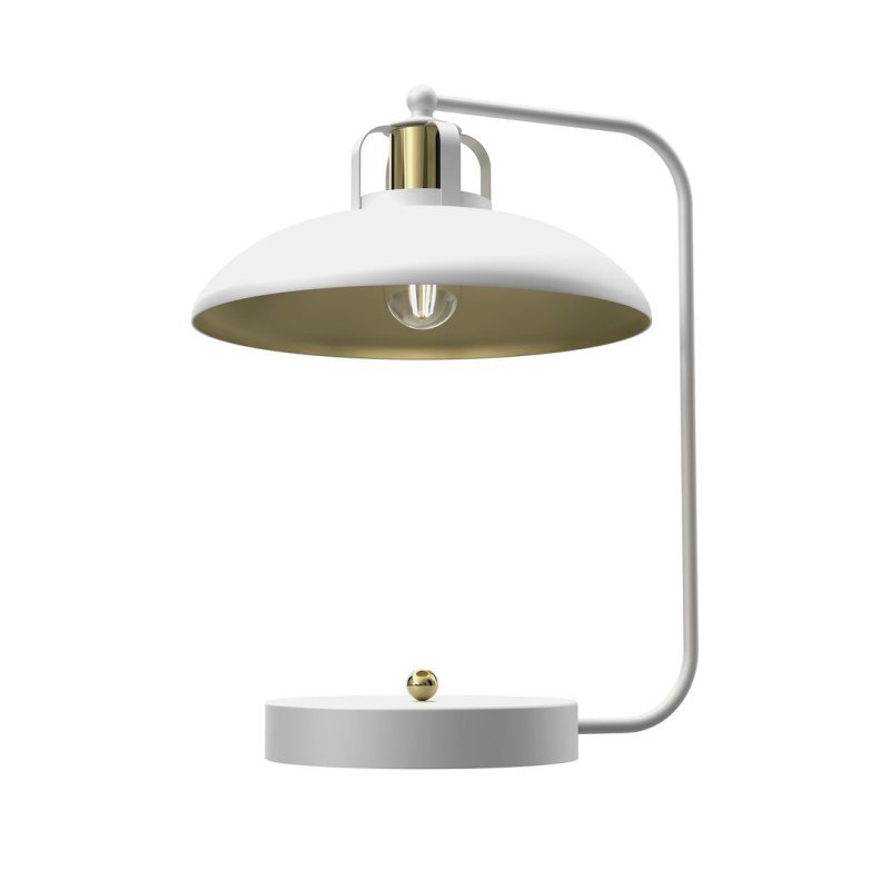 Lampa biurkowa stołowa FELIX, biało-złota, wysokość 45 cm, glamour