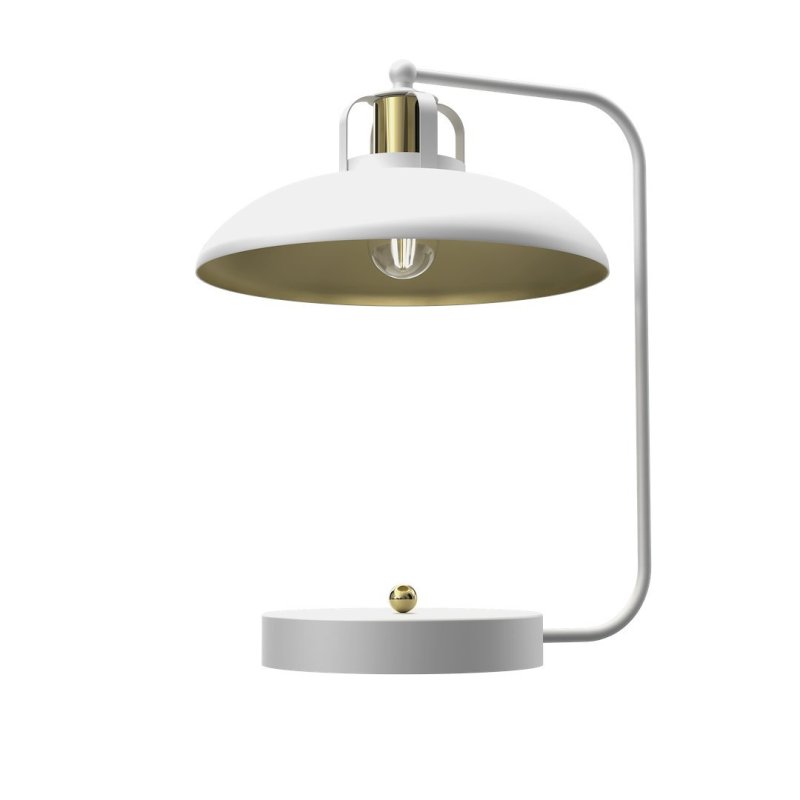Lampa biurkowa stołowa FELIX, biało-złota, wysokość 45 cm, glamour
