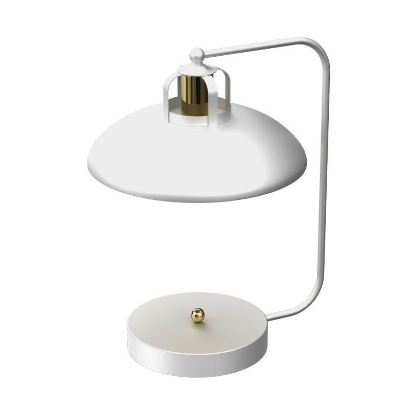 Lampa biurkowa stołowa FELIX, biało-złota, wysokość 45 cm, glamour