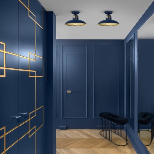 Lampa sufitowa plafon FELIX, w kolorze granatowy/złoty, nowoczesna, do salonu