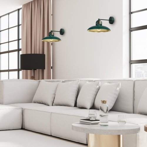 Kinkiet lampa ścienna FELIX, w kolorze zielonym/złotym, do salonu i sypialni, E27