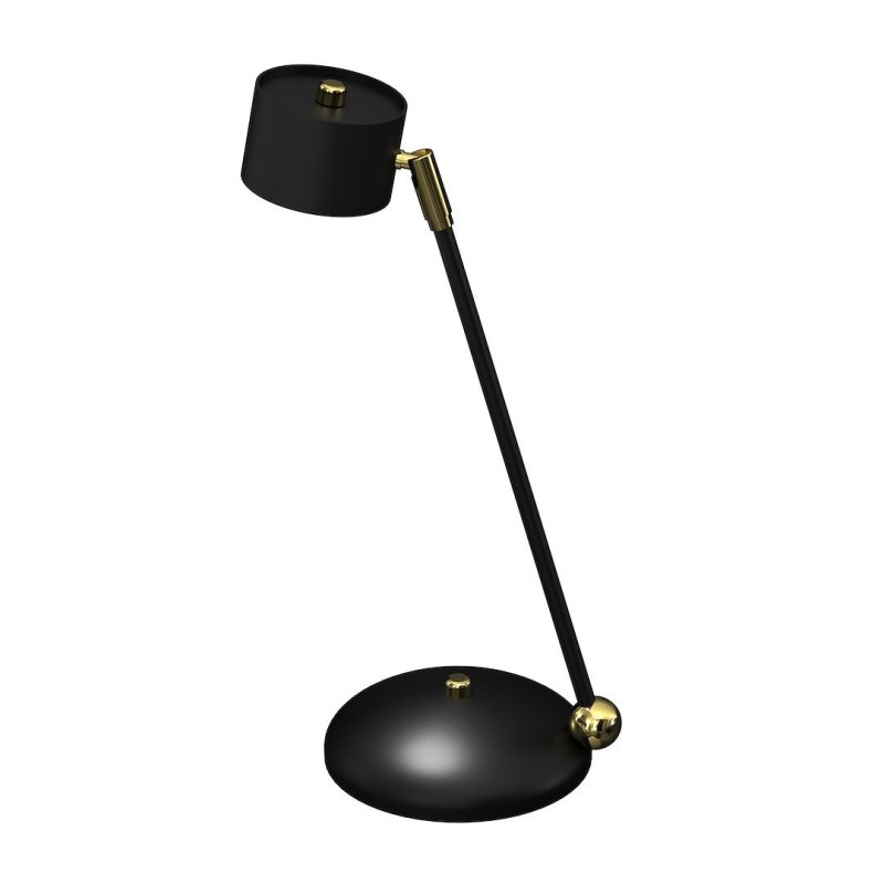 Lampa biurkowa stołowa LED ARENA, w kolorze czarnym, złote dodatki, wysokość 40 cm