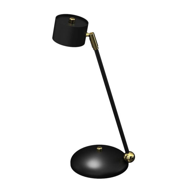 Lampa biurkowa stołowa LED ARENA, w kolorze czarnym, złote dodatki, wysokość 40 cm