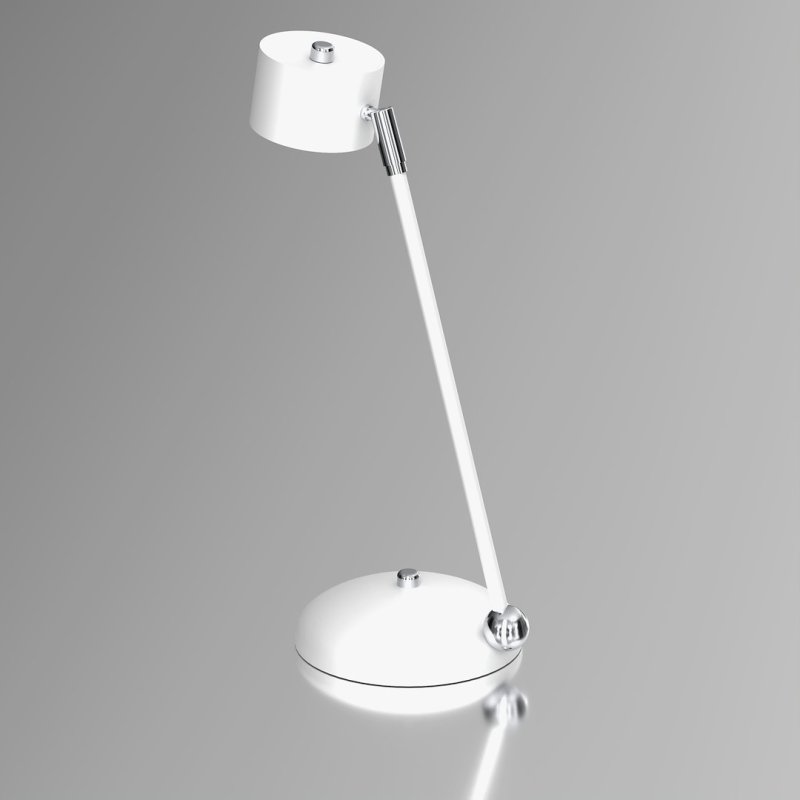 Lampa biurkowa stołowa LED ARENA, w kolorze białym, akcenty chrom, wysokość 40 cm