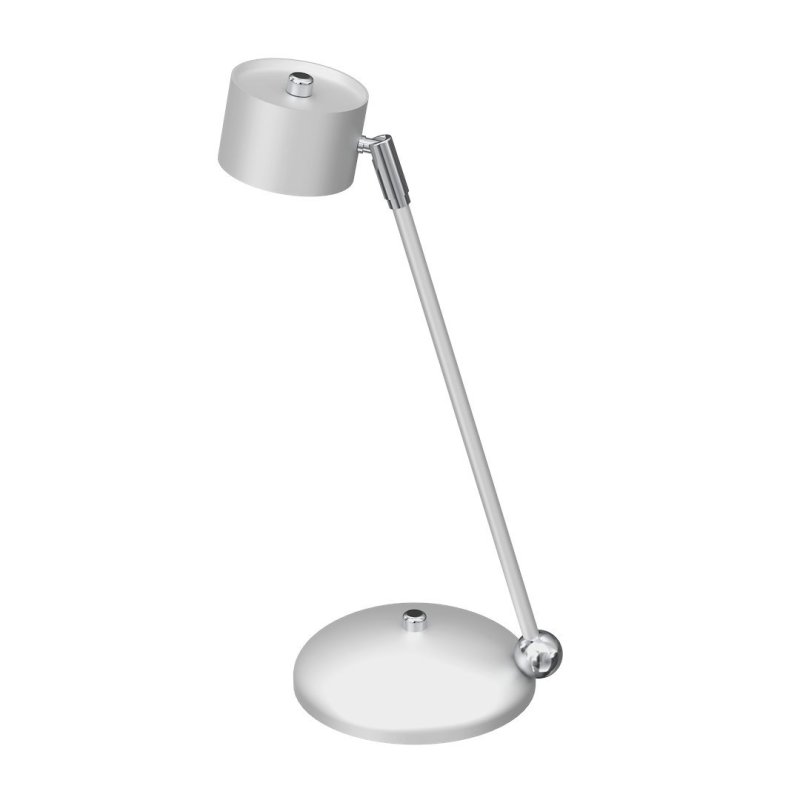 Lampa biurkowa stołowa LED ARENA, w kolorze białym, akcenty chrom, wysokość 40 cm