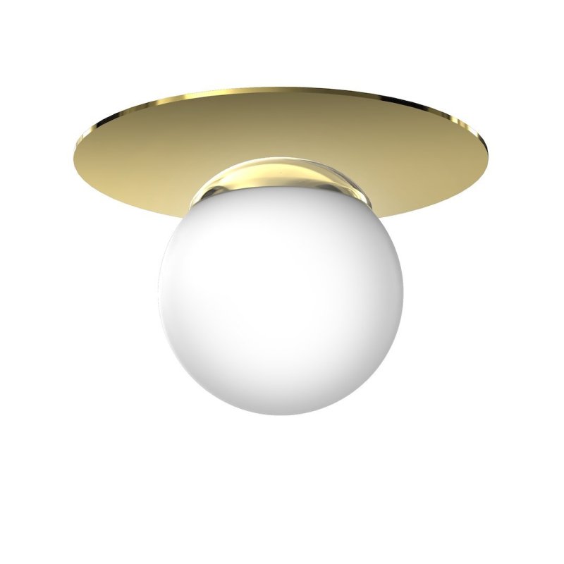 Lampa sufitowa złoty plafon PLATO, białe kule, styl glamour, do łazienki, kuchni, salonu