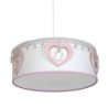 Lampa wisząca sufitowa żyrandol dziecięcy HEART, abażur w kolorze białym/różowym