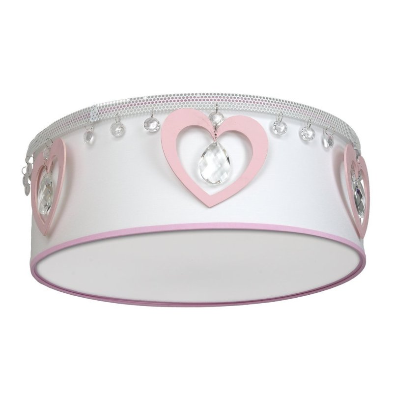 Lampa sufitowa plafon dzieięcy HEART, w kolorze białym/różowym, do sypialni