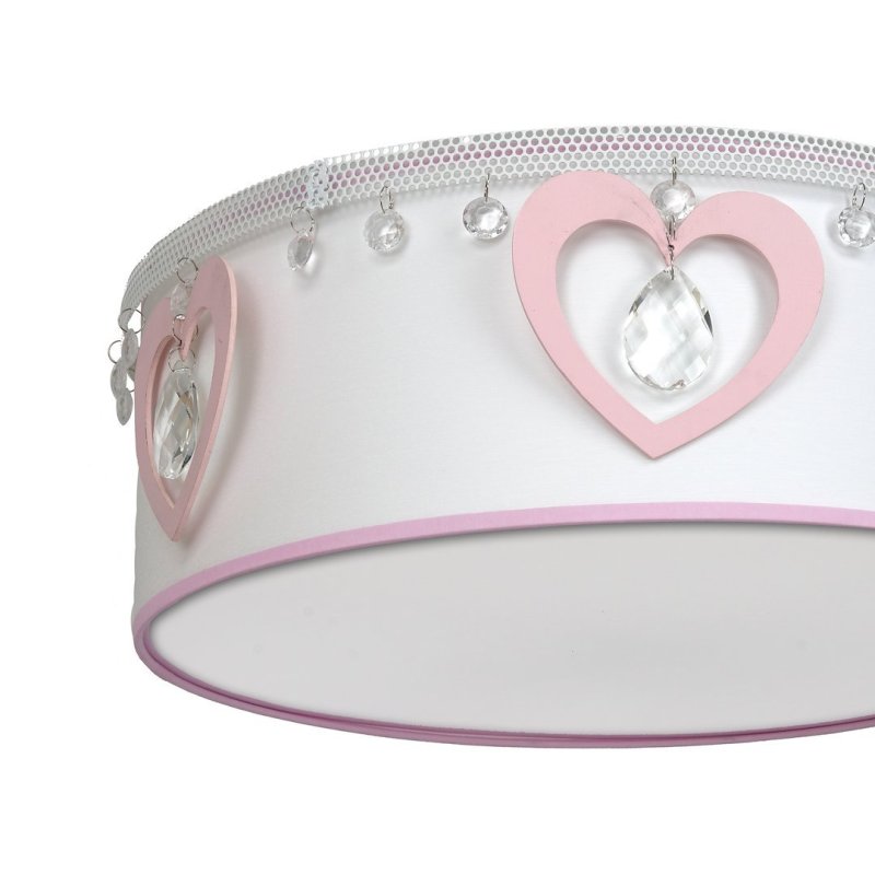 Lampa sufitowa plafon dzieięcy HEART, w kolorze białym/różowym, do sypialni