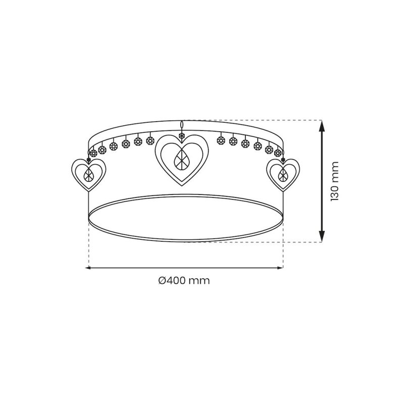 Lampa sufitowa plafon dzieięcy HEART, w kolorze białym/różowym, do sypialni
