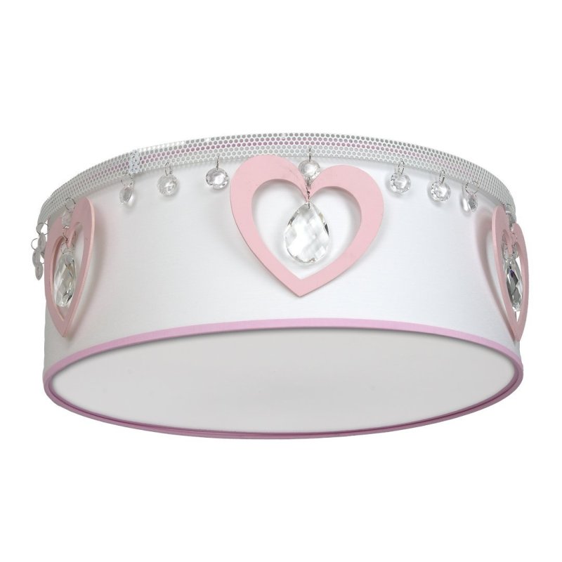 Lampa sufitowa plafon dzieięcy HEART, w kolorze białym/różowym, do sypialni