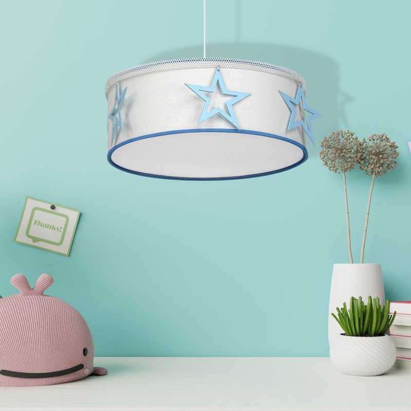 Lampa wisząca sufitowa żyrandol STAR, biały/niebieski, do dziecięcej sypialni