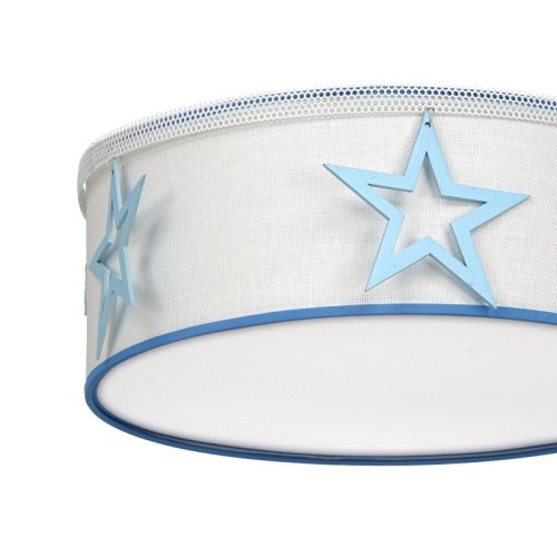 Lampa sufitowa plafon dziecięcy z abażurem STAR, w kolorze białym/niebieskim