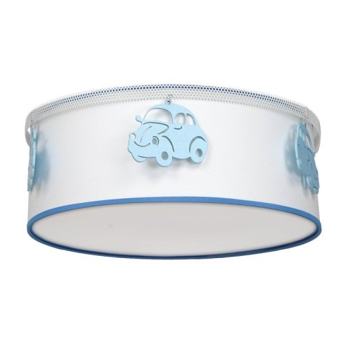 Lampa sufitowa plafon dziecięcy AUTOMOBILE, biały/niebieski, do sypialni
