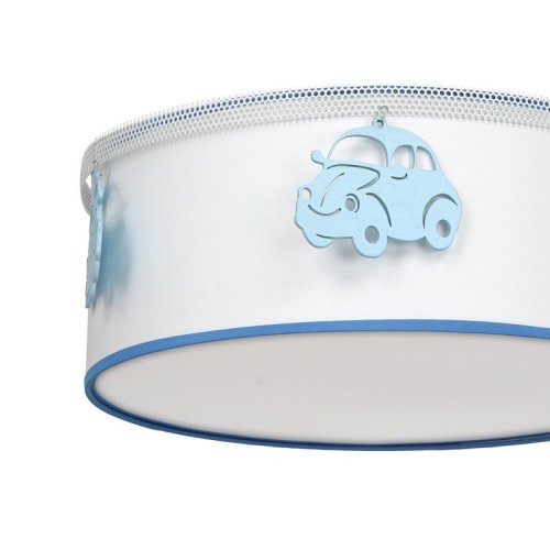 Lampa sufitowa plafon dziecięcy AUTOMOBILE, biały/niebieski, do sypialni