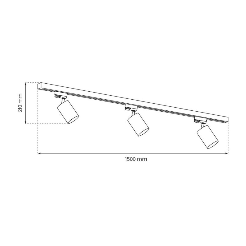 Zestaw LED szynoprzewód 3xPIPE GU10 + prowadnica 1,5m, kolor biały