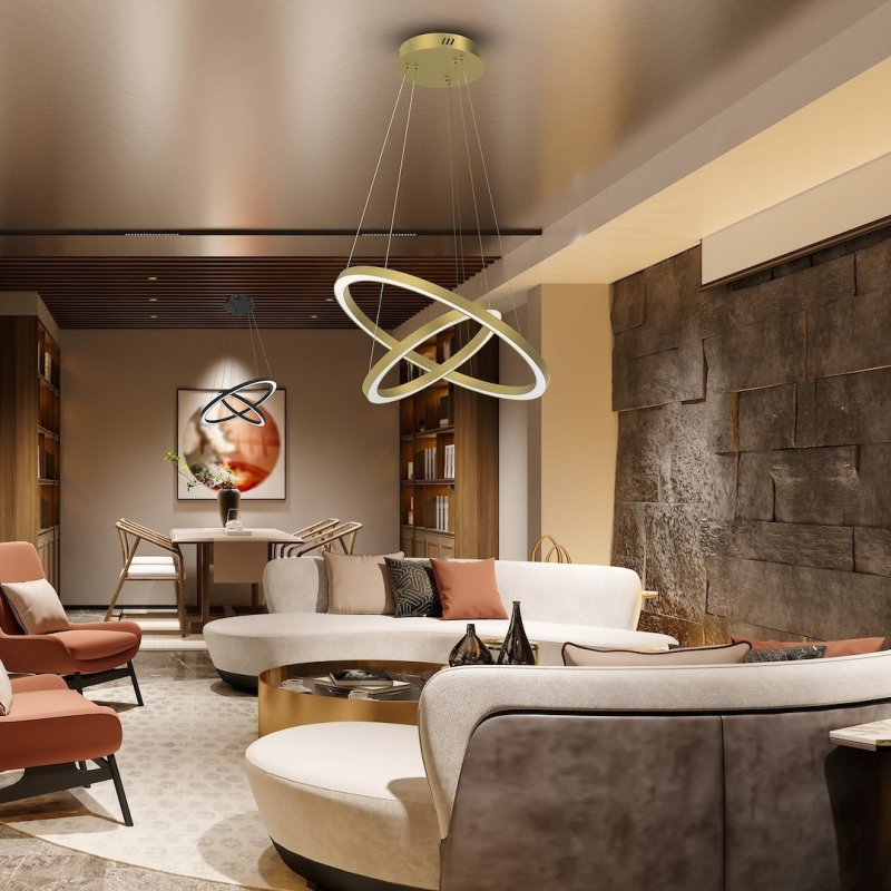 Lampa wisząca sufitowa żyrandol LED GALAXIA, w kolorze złotym, glamour