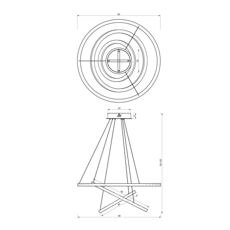 Lampa wisząca sufitowa żyrandol LED GALAXIA, w kolorze czarnym, do jadalni