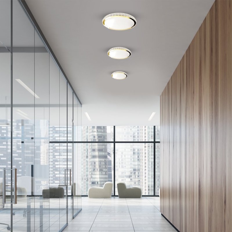 Plafon sufitowy lampa LED ściemnialna z pilotem LAYLA, złota, styl nowoczesny, moc 33W
