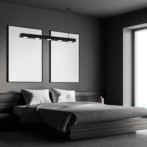 Lampa wisząca sufitowa żyrandol LED ALEXANDER, czarna, nowoczesna, do kuchni, biura