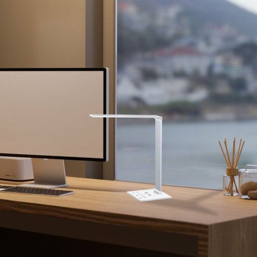 Lampa biurkowa LED VARIO, w kolorze białym, wysokość 40 cm, moc 5W