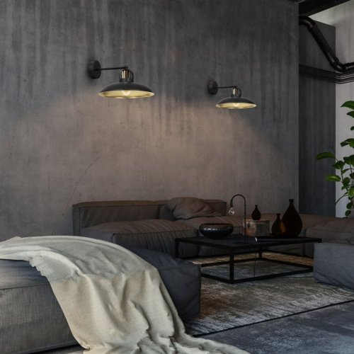 Kinkiet lampa ścienna FELIX, w kolorze czarnym/złotym, do salonu i sypialni, E27