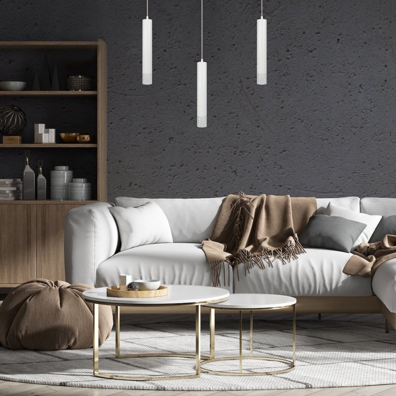 Lampa wisząca sufitowa żyrandol LED TUBI, biały, do jadalni i salonu