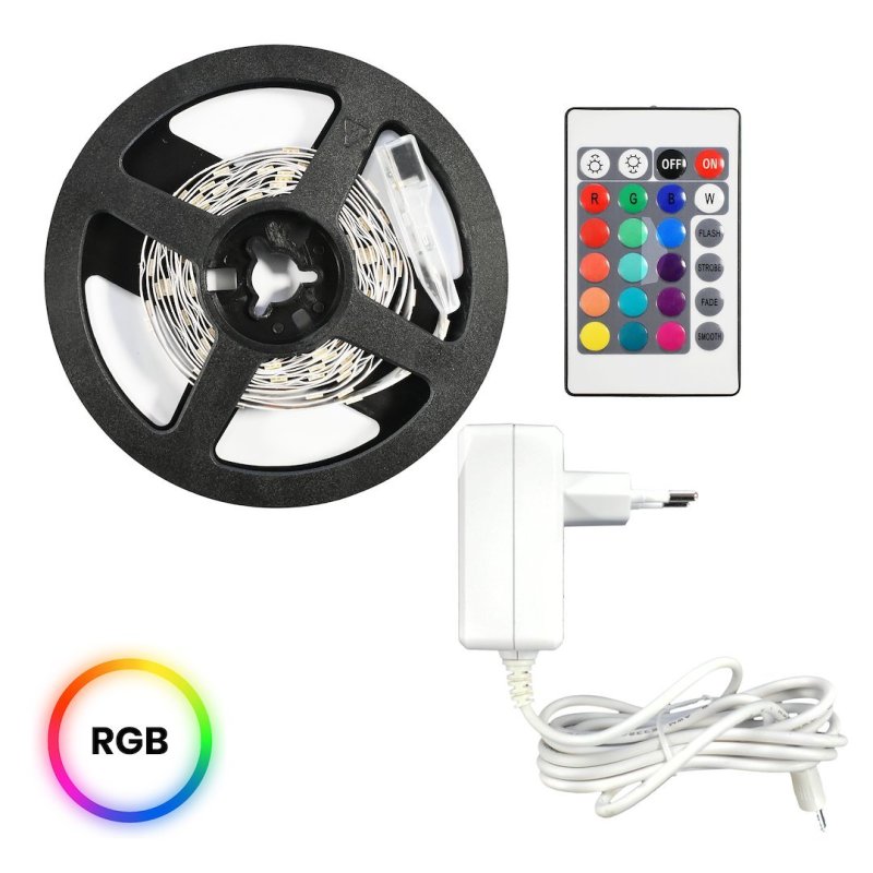 Zestaw taśma LED RGB z pilotem i sterownikiem 3m, wysoka odporność IP54