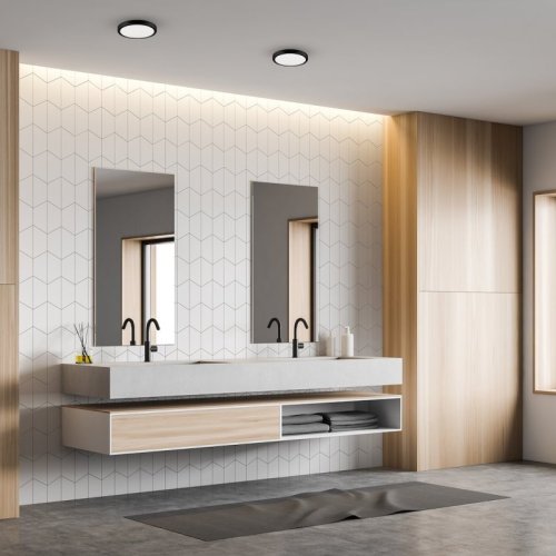 Plafon sufitowy LED VERA, w kolorze czarnym, do łazienki i kuchni, moc 18W