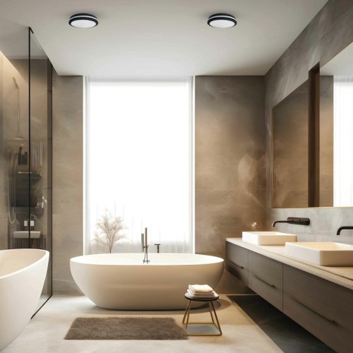 Plafon sufitowy LED MARLON, w kolorze czarnym, do łazienki i kuchni, moc 18W