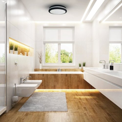 Plafon sufitowy LED MARLON, czarny, do łazienki i kuchni, moc 48W
