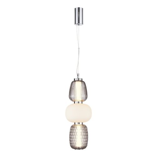 Lampa wisząca sufitowa żyrandol LED CARO, srebrny chrom, glamour, moc 28W