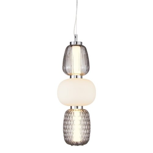 Lampa wisząca sufitowa żyrandol LED CARO, srebrny chrom, glamour, moc 28W