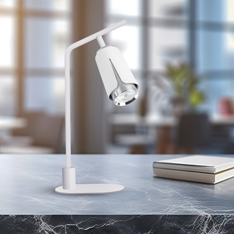Lampka nocna stołowa LED FLOWER, w kolorze białym, do sypialni i salonu, moc 8W