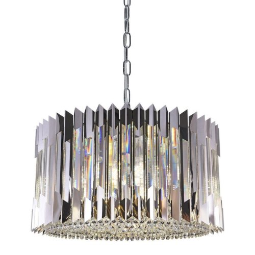 Lampa wisząca sufitowa żyrandol RITZ, srebrny chrom, glamour, moc 140W