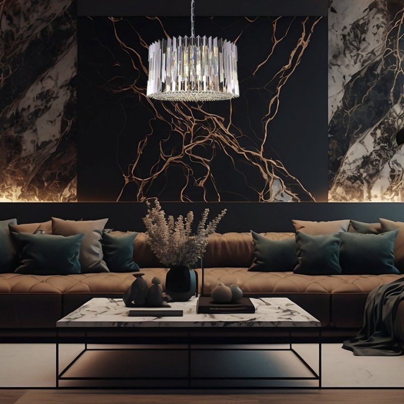 Lampa wisząca sufitowa żyrandol RITZ, srebrny chrom, glamour, moc 140W