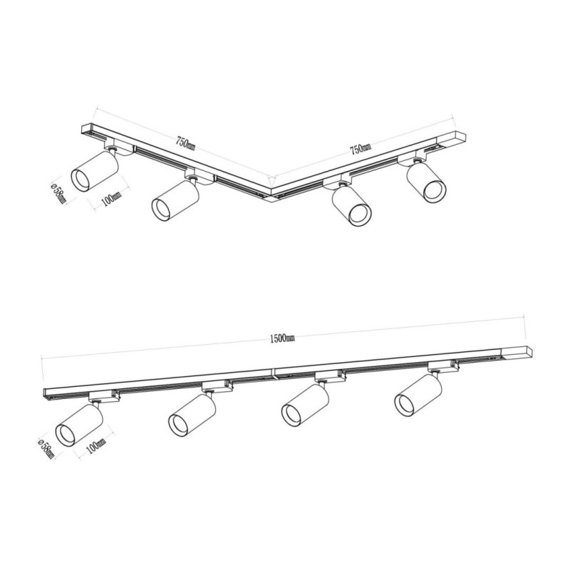 Zestaw PIPE TRACK biały 4xGU10 1,5m LED, kolor biały