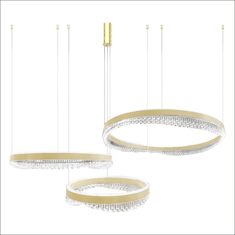 Lampa wisząca sufitowa żyrandol LED PRECIOSA, w kolorze złotym, 158W