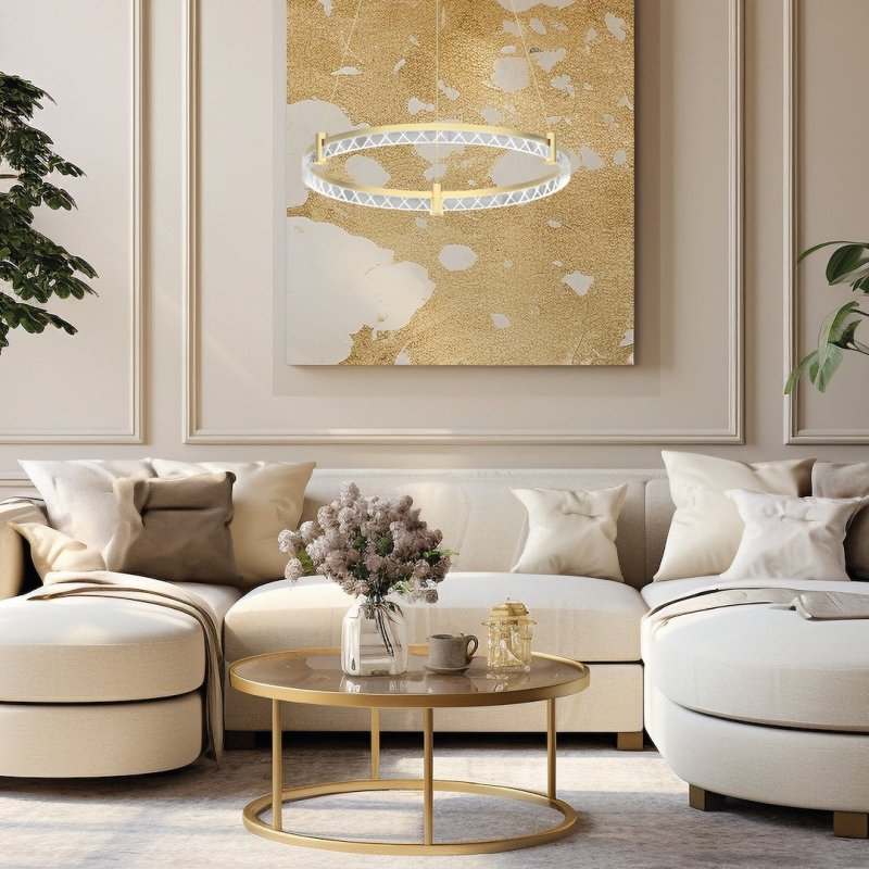 Lampa wisząca sufitowa żyrandol LED ELEGANCE, w kolorze złotym, glamour