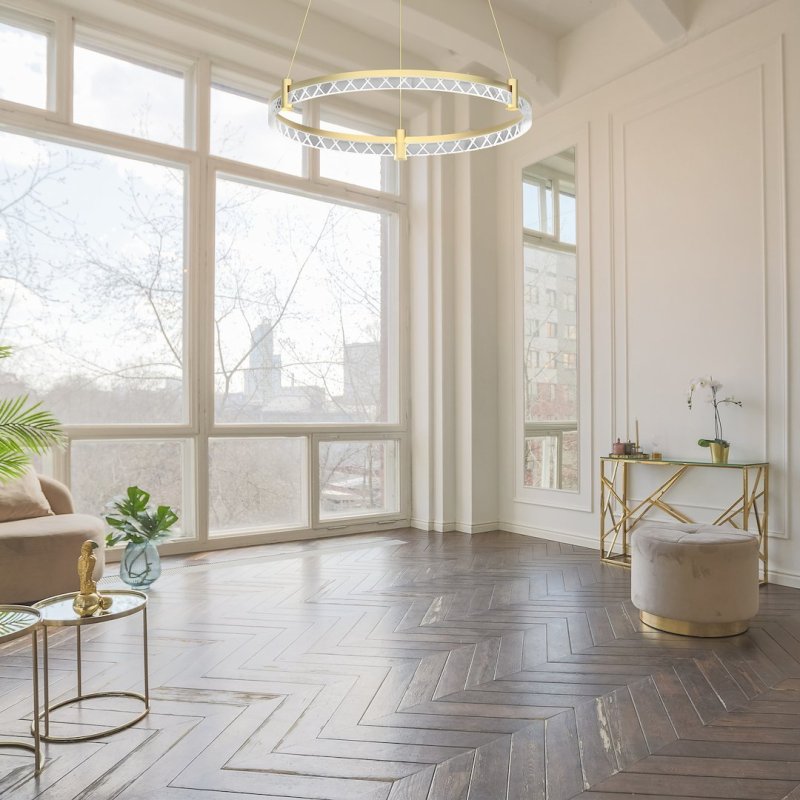Lampa wisząca sufitowa żyrandol LED ELEGANCE, w kolorze złotym, glamour