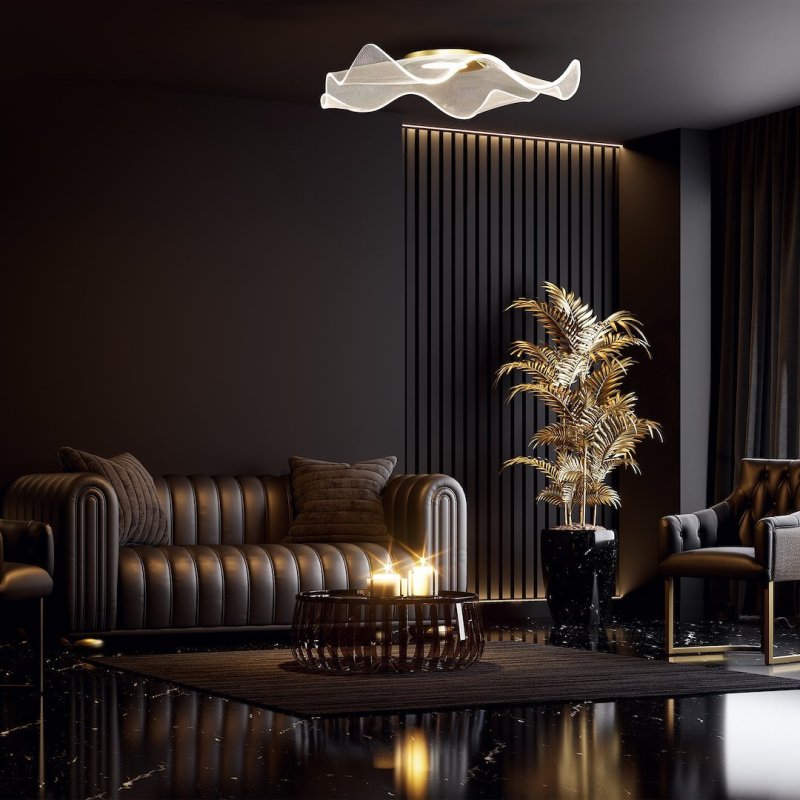 Lampa sufitowa plafon LED LARGO, w kolorze złotym, glamour, do salonu