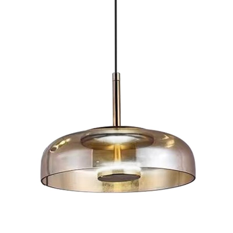 Lampa wisząca sufitowa żyrandol LED VETRO, w kolorze bursztynowym, do jadalni