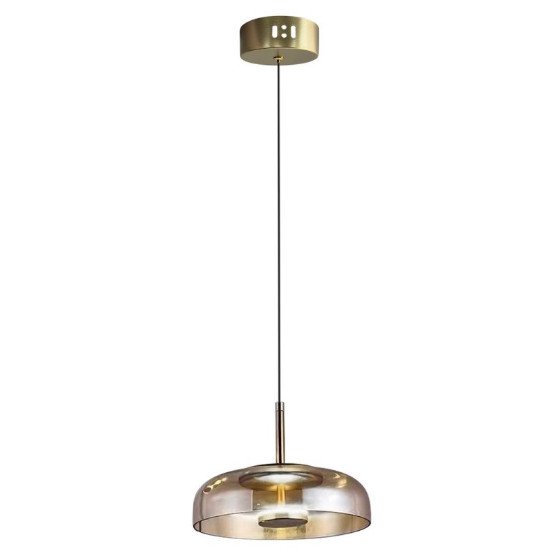 Lampa wisząca sufitowa żyrandol LED VETRO, w kolorze bursztynowym, do jadalni