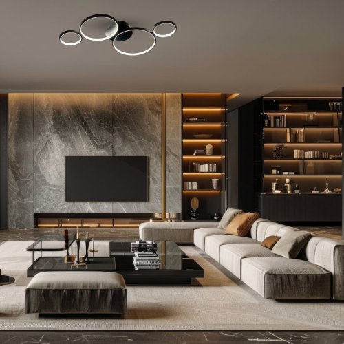 Lampa sufitowa plafon LED UNIVERSE, w kolorze czarnym, nowoczesna, do salonu