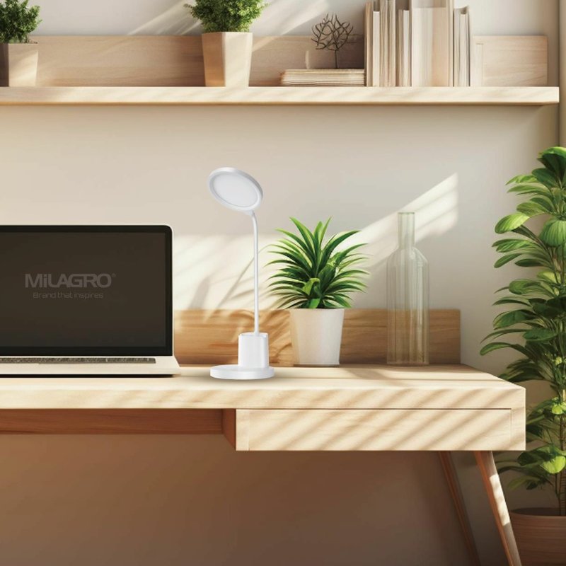 Lampa biurkowa LED SCUOLA, w kolorze białym, wysokość 55 cm, moc 5W
