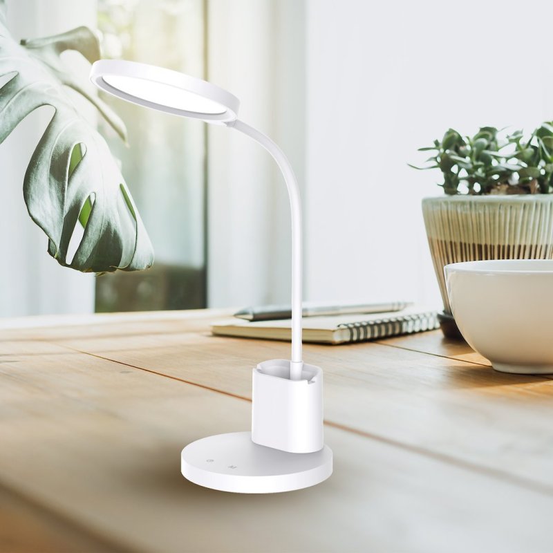 Lampa biurkowa LED SCUOLA, w kolorze białym, wysokość 55 cm, moc 5W