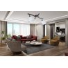 Przestronny salon retro z elegancką lampą sufitową 2-płomienną szklane klosze  Przestronny salon retro z elegancką lampą sufitową 2-płomienną szklane klosze