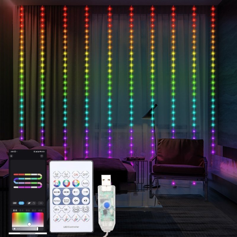 Kurtyna świetlna RGB LED WIZARD, pchełka, 3x3m, dekoracyjna